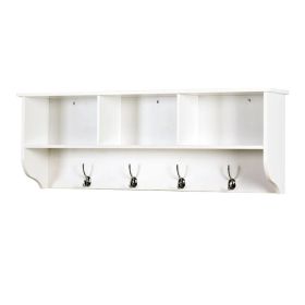 Entryway, Wall Mounted Coat Rack, White, Wooden
