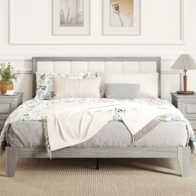 Queen Bed Frame, Grey, Cream