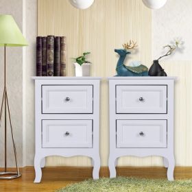 2pcs, Country Style, Two-Tier Night Tables, Large Size, White