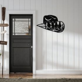 Distressed Metal Cowboy Hat Wall Decor, Black