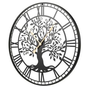 Tree Of Life, Decorative Wall Clock, Black, 27in