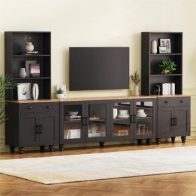 Large Farmhouse TV Stand, Solid Wood, Black