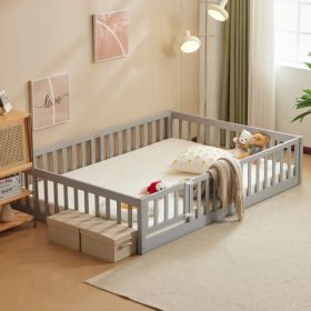 Painted Pine Wood Playpen Bed, Grey