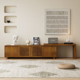 63" Inch, Mid-Century Modern Extendable TV Stand For TVs Up To 75", Brown