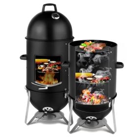 Vertical Steel Charcoal Smoker, Black
