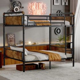 Metal Bunk Bed, Black, Wood