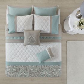 Queen 8 Piece Comforter Set, Seafoam
