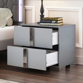 Elegant Nightstand With Metal Foot, Grey