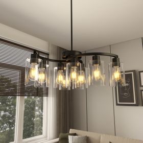 9-Light, Modern Chandelier, Black