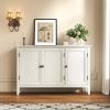 3-Door Buffet Cabinet with Storage, Greyish White