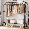 Heavy Duty, Double Rod Garment Rack for Hanging Clothes, Black