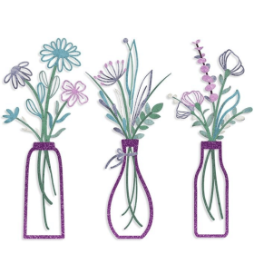 3 Pieces Metal Vase Flowers Wall Arts - Rustic Farmhouse Style Décor Metal Wall Art Black Minimalist Flower Natural Themed Wall Decors for Home B