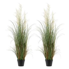 Artificial Grass Plant, 2 Pack 47 inch Reed Flower Grass in Pot