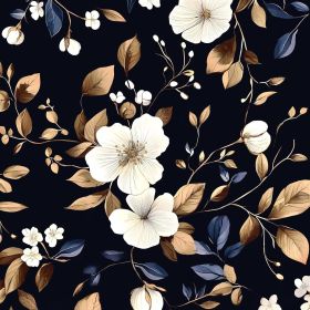 Dark Floral Wallpaper Peel and Stick Vintage Gold Leaf Contact Paper Black Floral Wallpaper Navy/Gold Leaf Waterproof Self-Adhesive Wall Covering