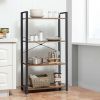 4-Tier Rustic Bookshelf, Industrial Shelf, Storage Rack, Black/Wood