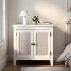 Storage Cabinet, with Rattan Decor Doors, White