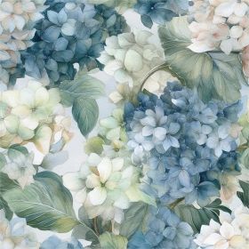 Vintage Watercolor Blue/White/Green Hydrangea Floral Peel and Stick Wallpaper