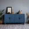 Stronger Vintage Style Buffet Cabinet, 4 Door Wooden, Blue