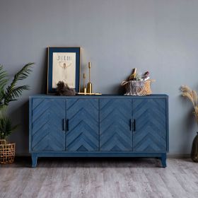 Stronger Vintage Style Buffet Cabinet, 4 Door Wooden, Blue