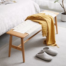 Design Natural Oak Wood Dining Bench Bed Bench, White