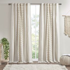 Cotton Printed Curtain Panel with Chenille Stripe and Lining (Only 1 Pc Panel)