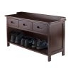Adriana 3-Drawer Bench with Storage, Dark Wood