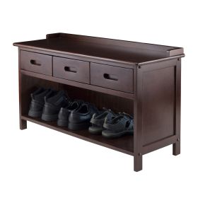 Adriana 3-Drawer Bench with Storage, Dark Wood