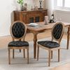 French Style Solid Wood Frame Antique Painting,Hand-pulled buckle decoration PU artificial leather Dining Chair with Nailhead Trim ,Wood Legs,Set of