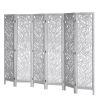 Wood Room Divider, 6 Panel Wood Folding Privacy Screen, 66.9 Inches Tall Indoor Carved Partition Divider, Portable Decoration Screen, for Room Separa