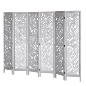 Wood Room Divider, 6 Panel Wood Folding Privacy Screen, 66.9 Inches Tall Indoor Carved Partition Divider, Portable Decoration Screen, for Room Separa