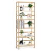 6-Tier Bamboo Shelf, Open Wood Bookshelf, Light Wood