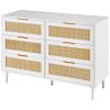 6 Drawer Rattan Dresser, Boho Dresser, Rattan Chest of Drawers with Spacious Storage, Natural Rattan Dresser for Bedroom, Living Room & Hallway,Ratta