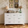 7-Drawer Dresser, Wide Low-Profile Storage Cabinet, White