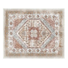 Area Rug, 8 x 10 ft Large Washable Rug, Non-Slip and Tear-Resistant Soft Carpet, Pet & Child Friendly Vintage Area Rugs, Indoor Mat for Bedroom, Livi