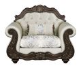 Pierce Beige Fabric & Cherry Finish Chair w/Pillow