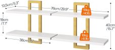Floating Shelves, 15 Inch Wall Shelf Set of 2, White & Gold