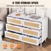 6 Drawer Rattan Dresser, Boho Dresser, Rattan Chest of Drawers with Spacious Storage, Natural Rattan Dresser for Bedroom, Living Room & Hallway,Ratta