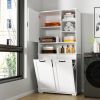 Laundry Cabinet with Doors and shelf, White