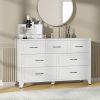 7-Drawer Dresser, Wide Low-Profile Storage Cabinet, White