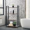 4-Tier Rustic Bookshelf, Industrial Shelf, Storage Rack, Black/Wood