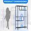 Modern Storage Shelf with 4 Compartments & Metal Legs, Black