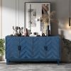 Stronger Vintage Style Buffet Cabinet, 4 Door Wooden, Blue