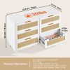 6 Drawer Rattan Dresser, Boho Dresser, Rattan Chest of Drawers with Spacious Storage, Natural Rattan Dresser for Bedroom, Living Room & Hallway,Ratta