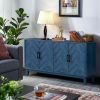 Stronger Vintage Style Buffet Cabinet, 4 Door Wooden, Blue