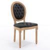 French Style Solid Wood Frame Antique Painting,Hand-pulled buckle decoration PU artificial leather Dining Chair with Nailhead Trim ,Wood Legs,Set of