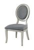 Transitional Antique White and Gray Side Chairs Set of 2 Chairs Dining Room Furniture Padded fabric seat