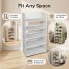 5 Tier Carved Shoe Rack, White