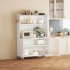 Kitchen Pantry Cabinet, Tall Storage Cabinet with Glass Doors & Adjustable Shelves, White