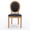 French Style Solid Wood Frame Antique Painting,Hand-pulled buckle decoration PU artificial leather Dining Chair with Nailhead Trim ,Wood Legs,Set of