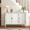 3-Door Buffet Cabinet with Storage, Greyish White
